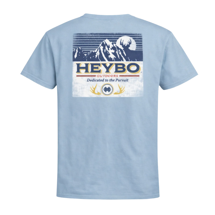 Heybo Mountain Label Pocket Tee in Chambray