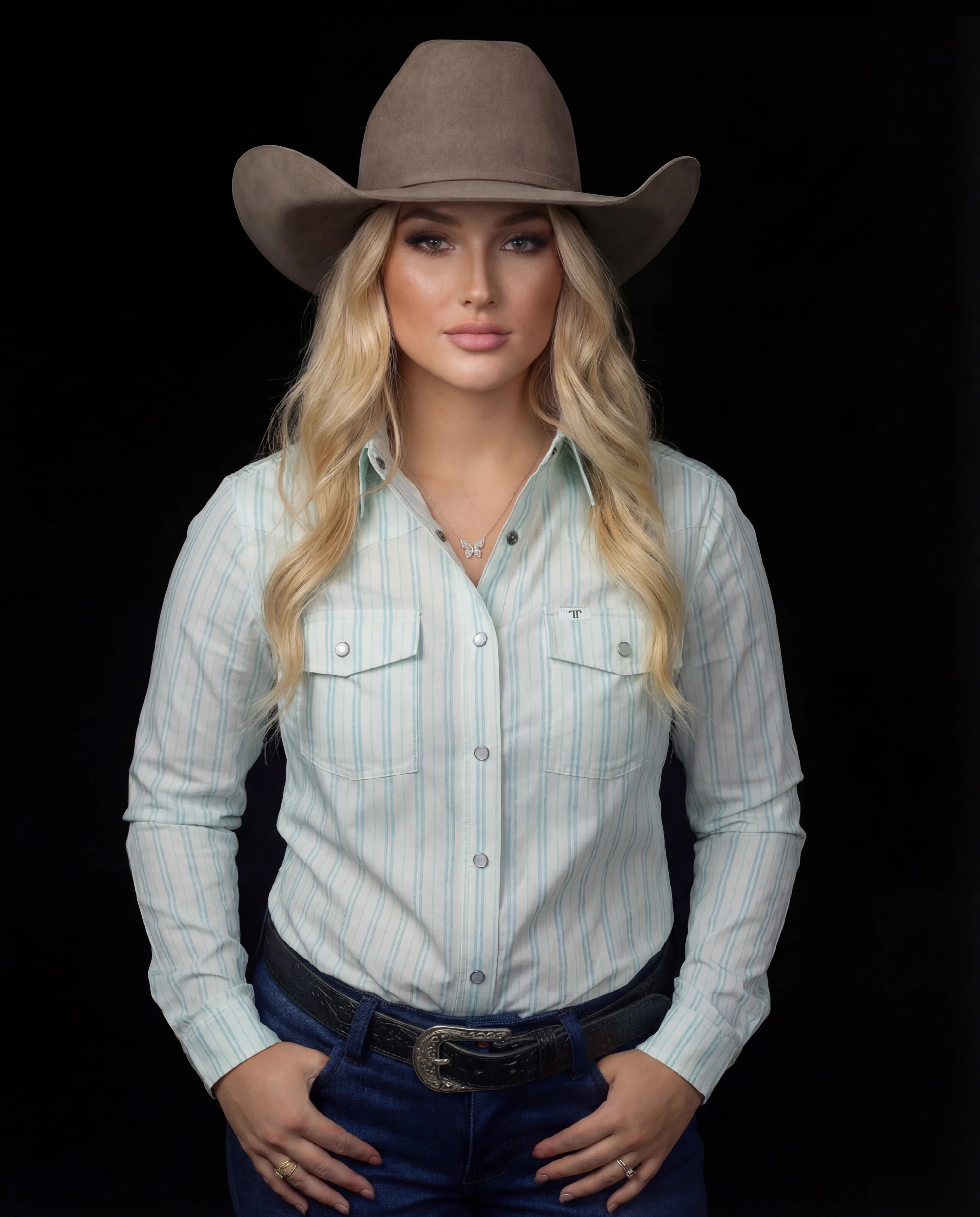 Ferrell The Jackie Women's Green Performance Pearl Snap Shirt