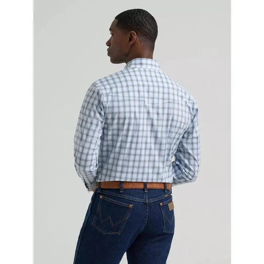 Wrangler Mens Wrinkle Resist Western Snap Plaid Shirt Slate - 112381654 – view 2