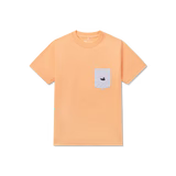 Southern Marsh Youth Stewart Seersucker Pocket Tee – Melon & Blue