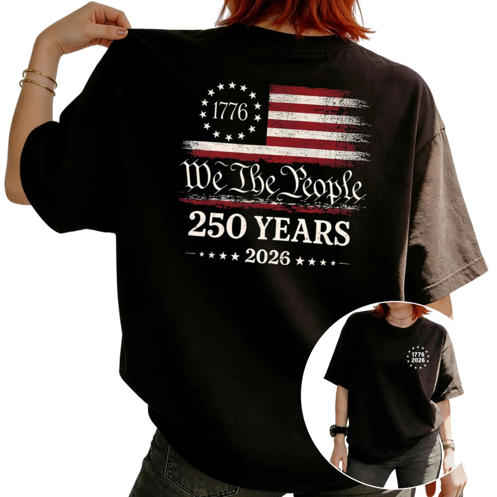 Celebrate 250 Years USA Flag 4th of July Patriotic Tee