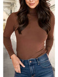Aapparella Brown slim-fit mock-neck long-sleeve top