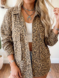 Women’s Leopard Collar Khaki Denim Shacket