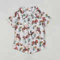 Boys' short-sleeve western cattle and cactus button-up shirt