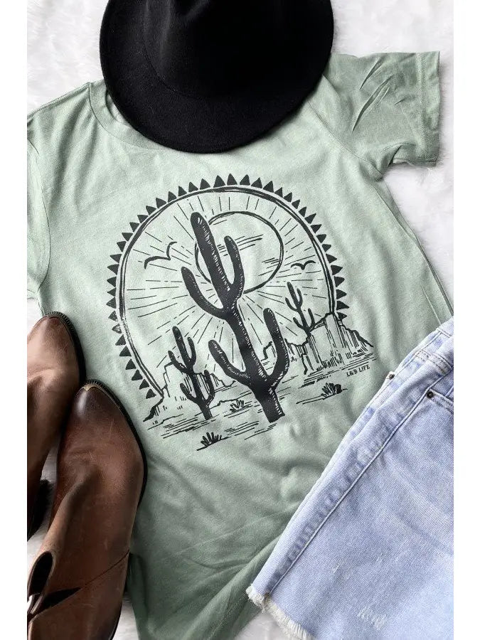 Bella Canvas Cactus Sunset Cute, Western Graphic Tshirt