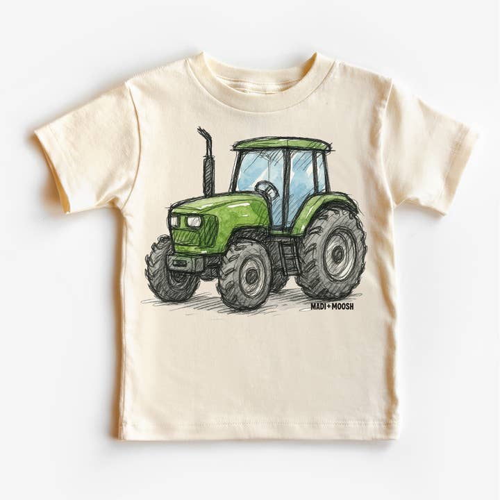 Natural Green Farm Tractor Country graphic tee