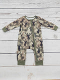 Baby boy camouflage deer print zip romper