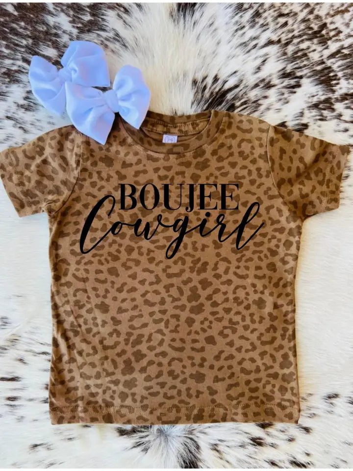 Baby girls' brown leopard Boujee Cowgirl bodysuit