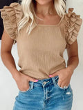 Smoke Gray Ruffled Top