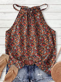 Boho Ditsy Floral Halter Neck Camisole Summer Tank Top