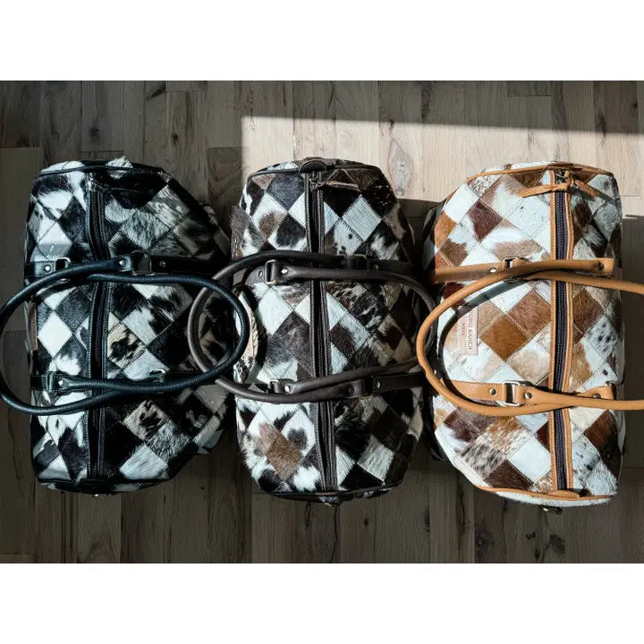 BOHO LUXE DUFFLE Weekender Leather Hair-On Cowhide Travel Bag