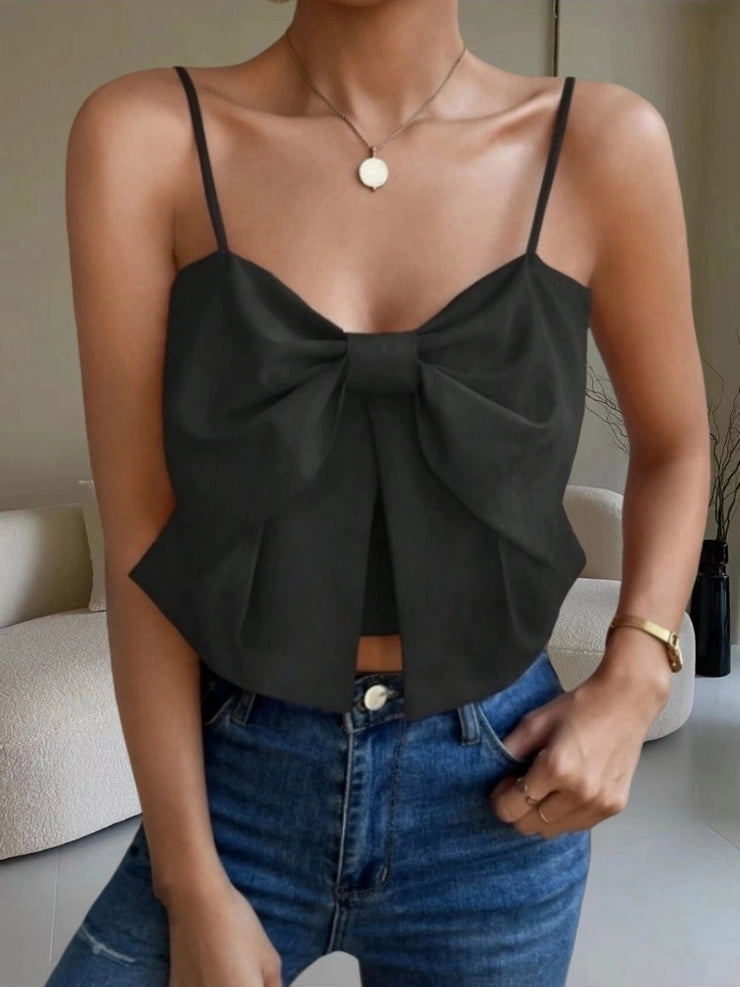 Bow Front Spaghetti Strap Crop Top
