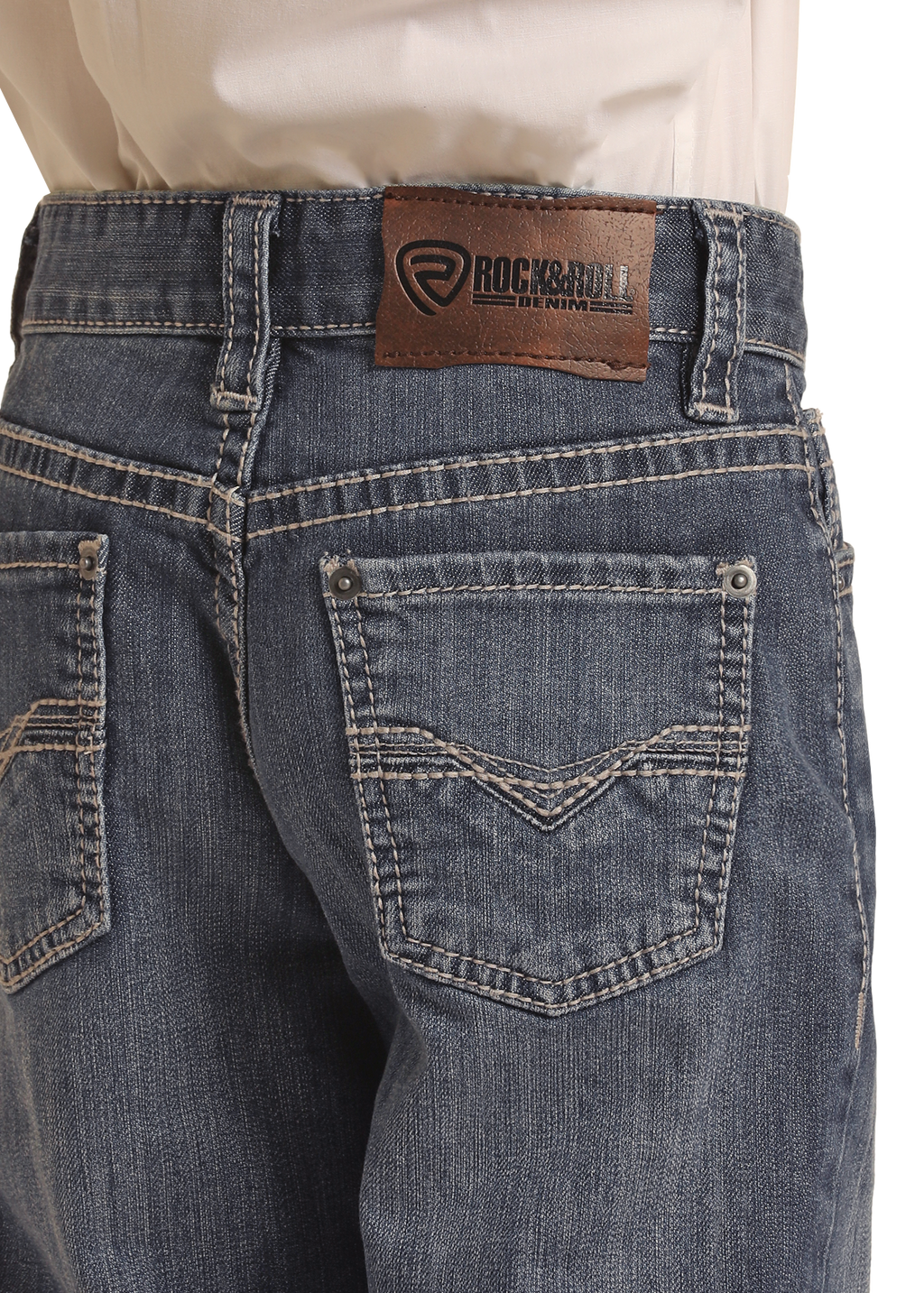 Boys' Regular Fit Light Grey Top-Stitching Bootcut Jeans – detail view