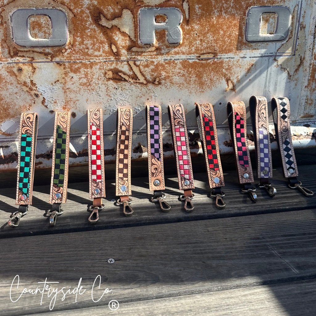 Bronco western wristlet keychain color options