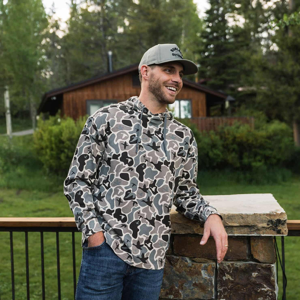 BURLEBO Mallard Mayhem Camo men's thermal hoodie view 2