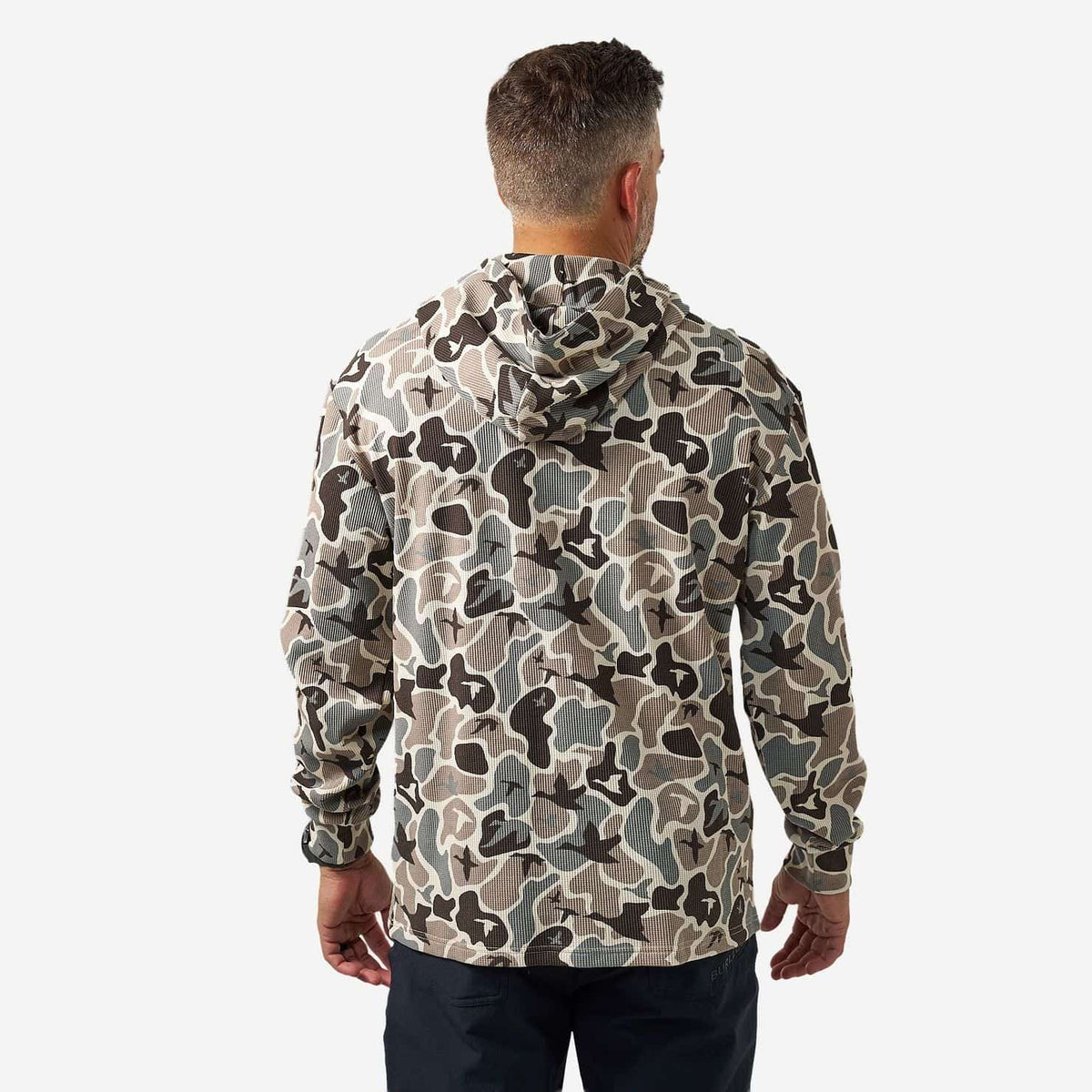 BURLEBO Mallard Mayhem Camo men's thermal hoodie view 4