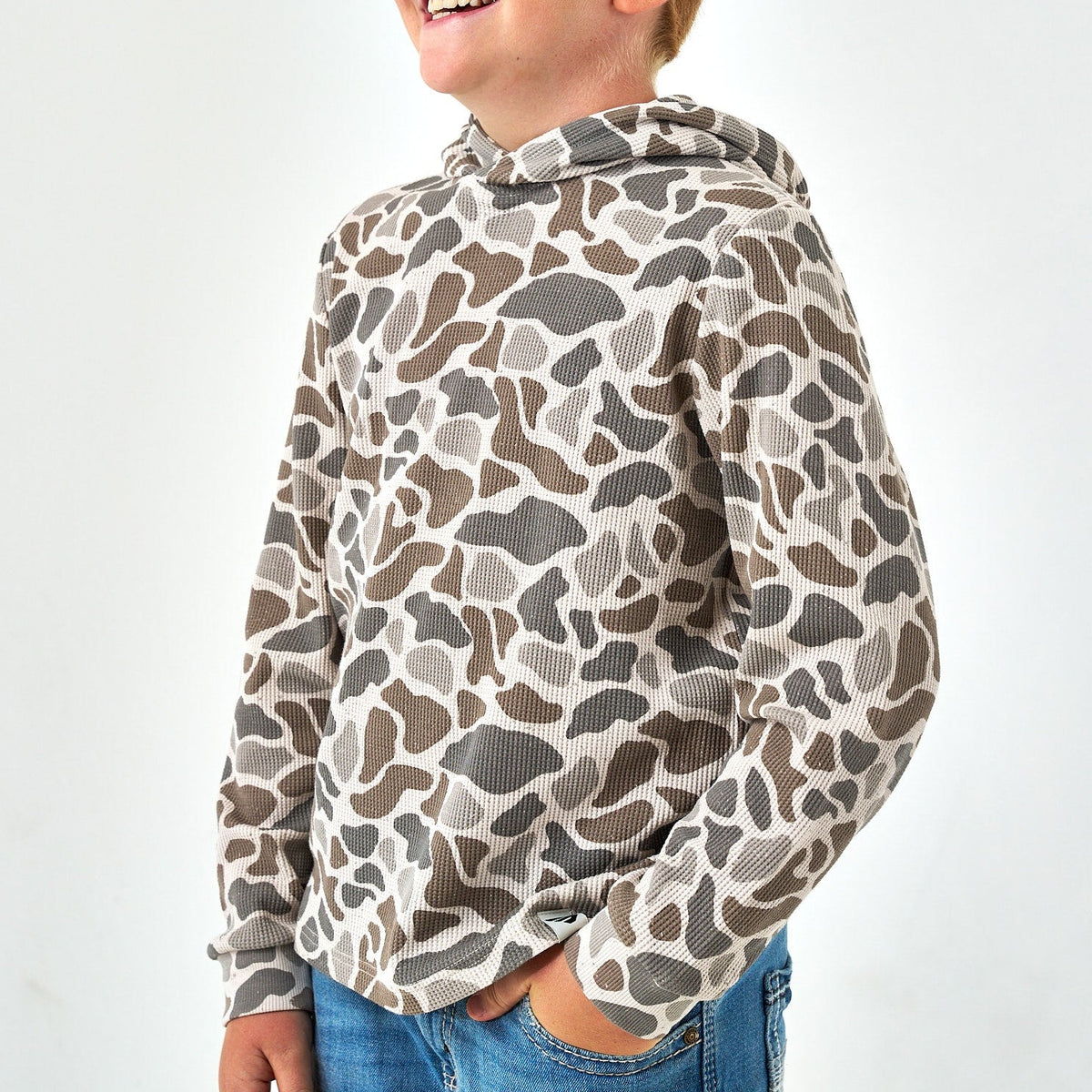 BURLEBO Youth Thermal Hoodie in Classic Deer Camo
