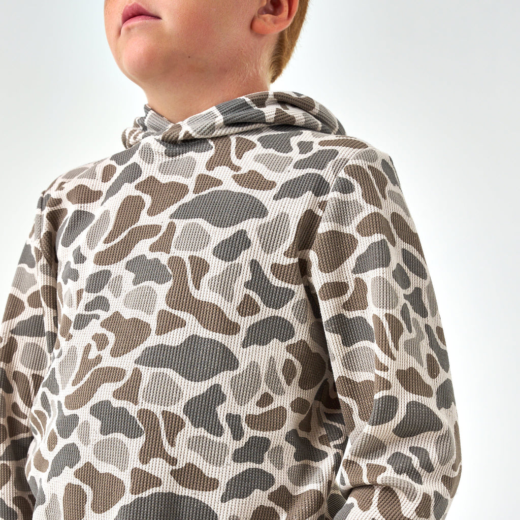BURLEBO Classic Deer Camo youth thermal hoodie view 5