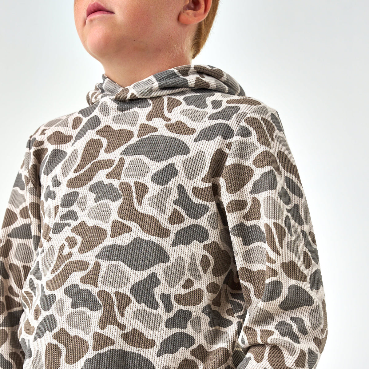 BURLEBO Classic Deer Camo youth thermal hoodie view 5
