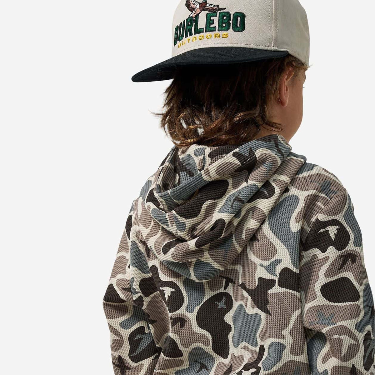 BURLEBO Mallard Mayhem Camo youth thermal hoodie view 5