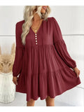 Long Sleeve Tiered Mini Dress