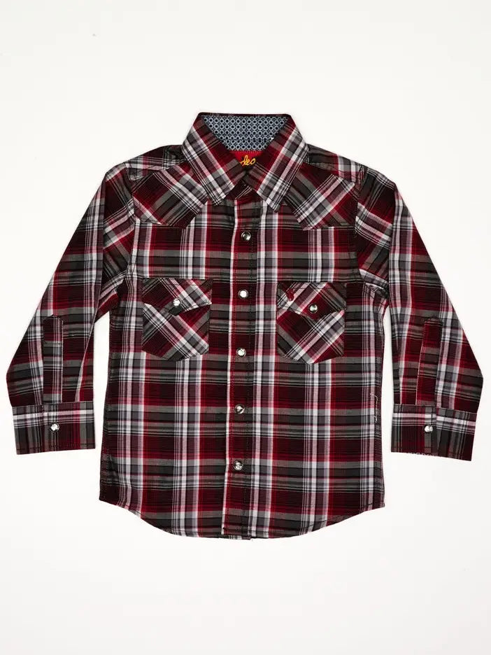 Red Plaid Western Long Sleeve Snap Shirts