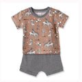 Wild Wrangler/Brown Western Bamboo Cotton Boys' Short Set