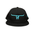 Cactus Alley CA Longhorn turquoise puff black mesh snapback cap