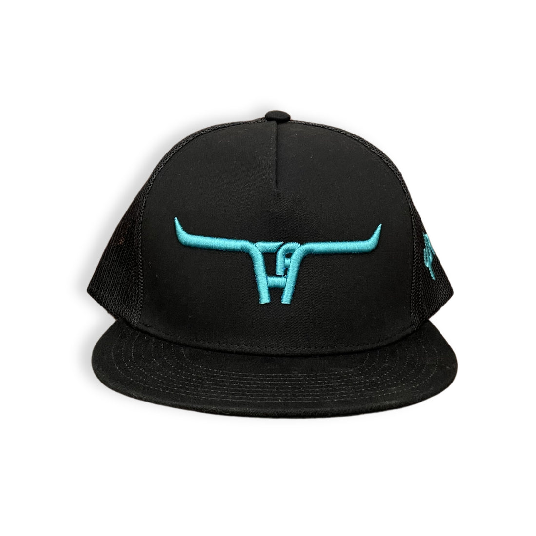 Cactus Alley CA Longhorn turquoise puff black mesh snapback cap