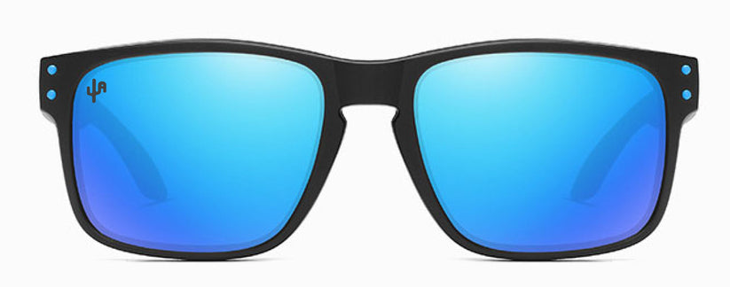 Cactus Alley The Matador blue lens matte black polarized sunglasses