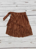 Brown Corduroy Fringe Skirt