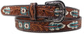 Challenger kids turquoise floral tooled full-grain leather western belt