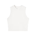Cotton Blend Fitted High Neck Crop Tank Top - White