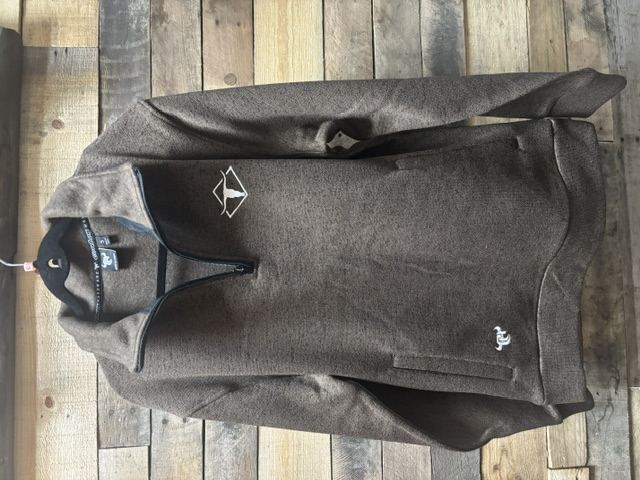 Cowboy Hardware Barbed Diamond Skull quarter-zip pullover in dark brown