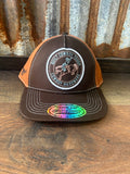Cowboy Hardware youth Built Cowboy Tough brown and orange bronc rider cap