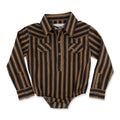 Cowkid Black & Gold Stripe Long Sleeve Pearl Snap Onesie