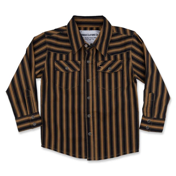 Cowkid Black & Gold Stripe Long Sleeve Pearl Snap