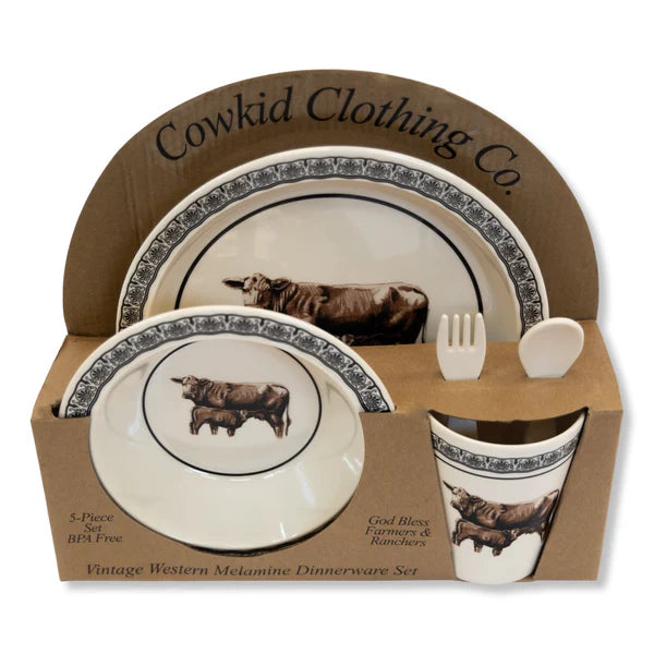 Cowkid Cow-Calf Pair 5-Piece Dinnerware Set