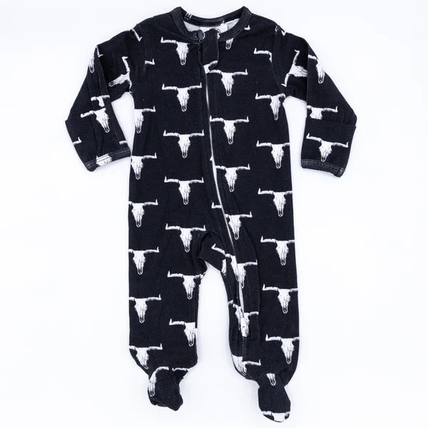 Cowkid Cow Skull Footed Jammies