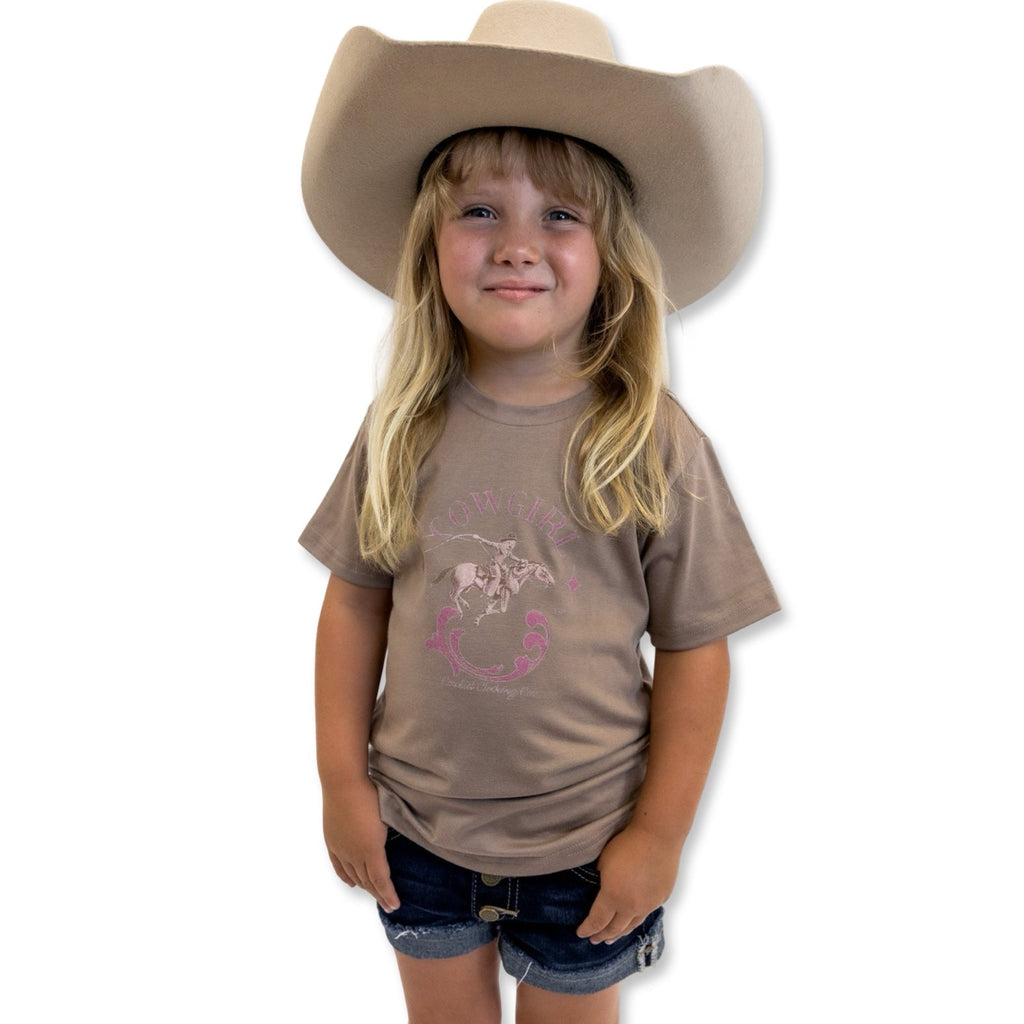 Cowkid Cowgirl Pink/Tan Kids' T-Shirt, supplier view 2