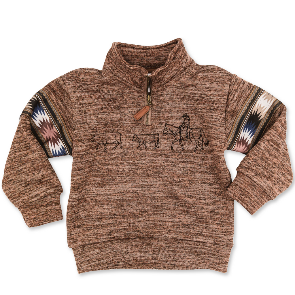 Cowkid Cowgirl Quarter Zip Sweatshirt, supplier view 2