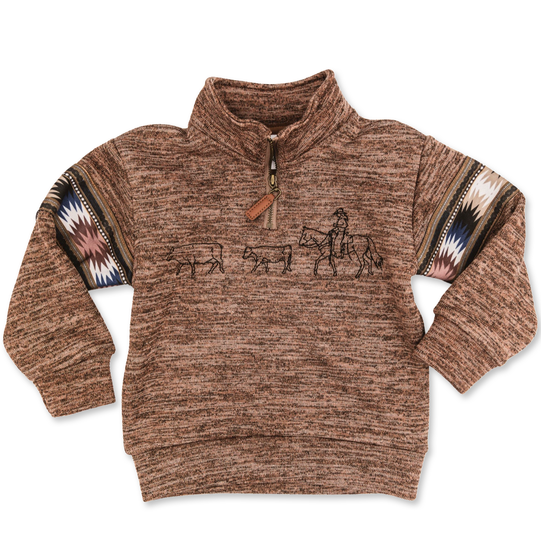 Cowkid Cowgirl Quarter Zip Sweatshirt, supplier view 2