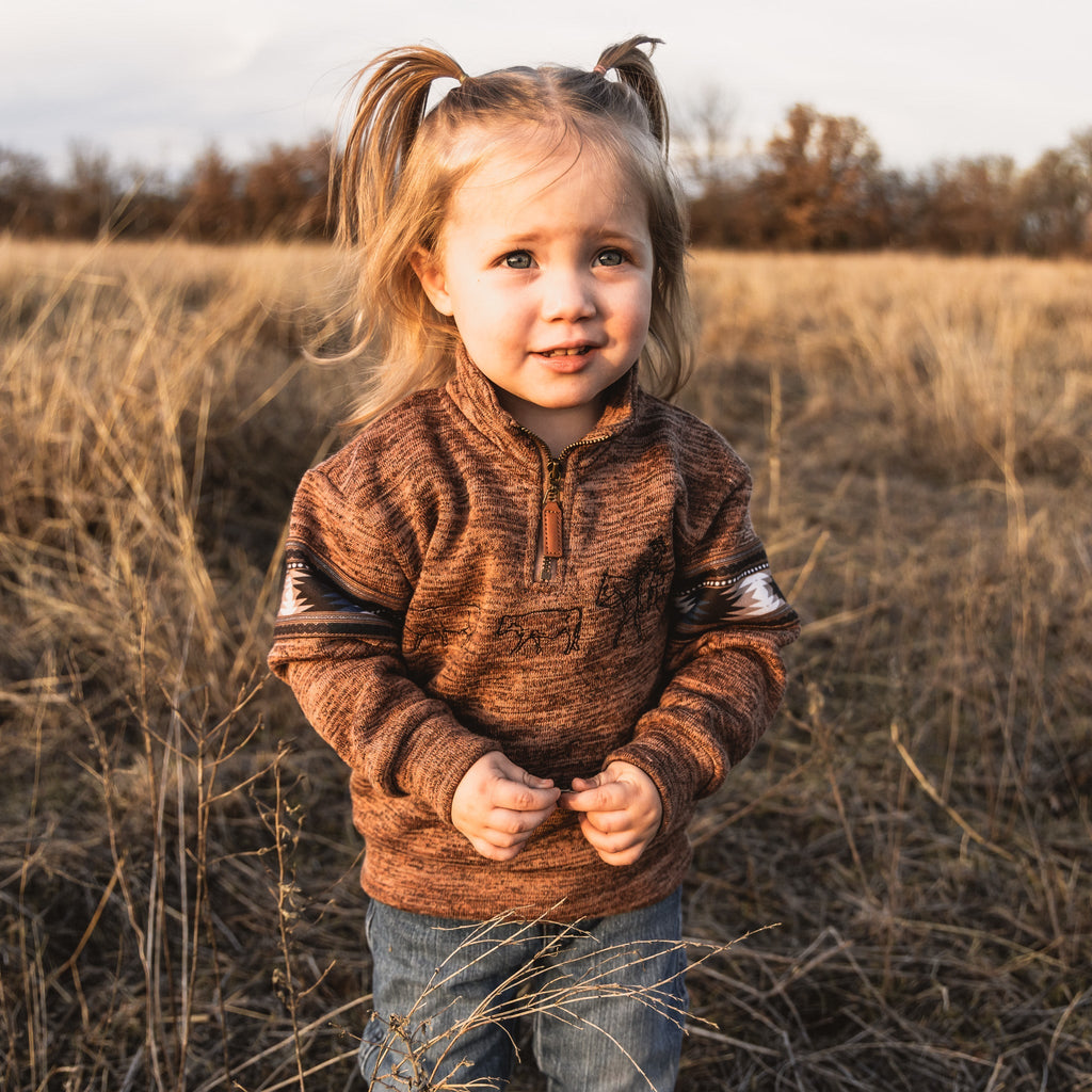 Cowkid Cowgirl Quarter Zip Sweatshirt, supplier view 3