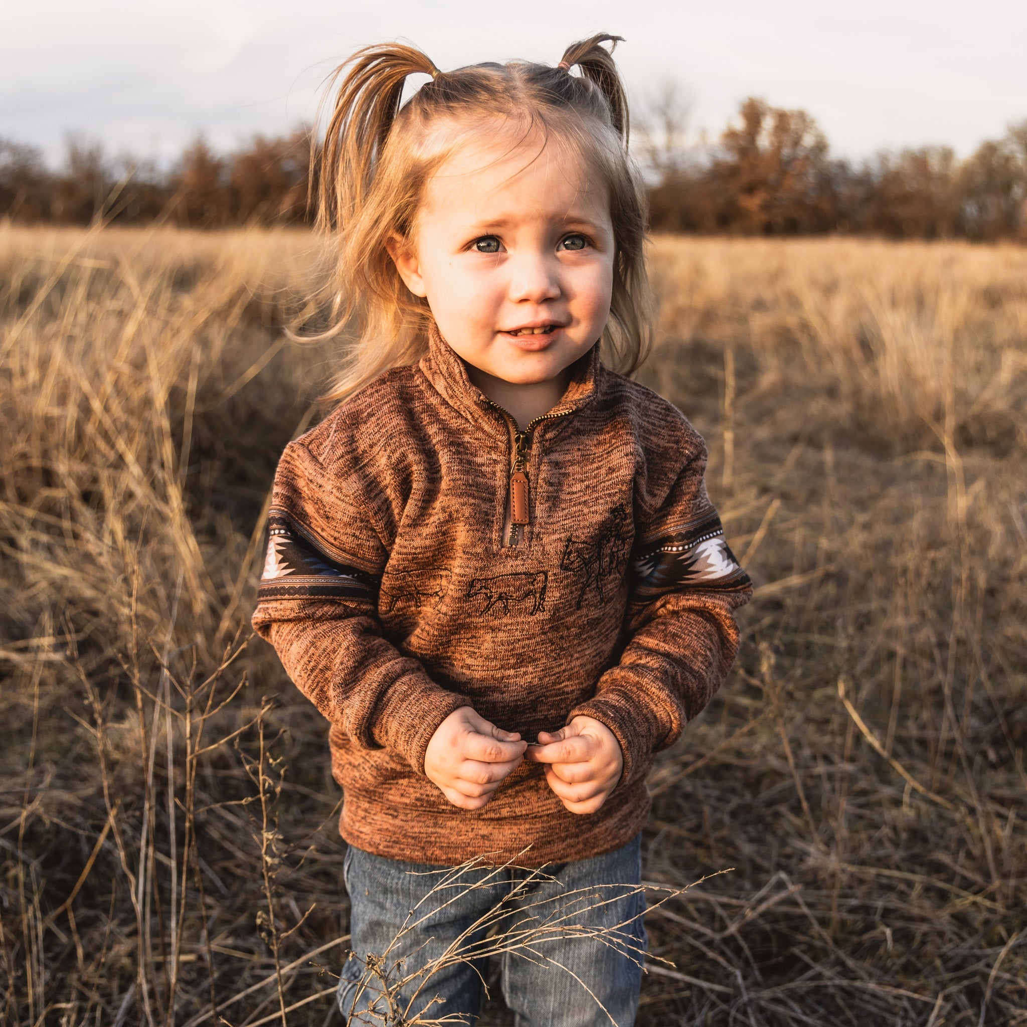 Cowkid Cowgirl Quarter Zip Sweatshirt, supplier view 3