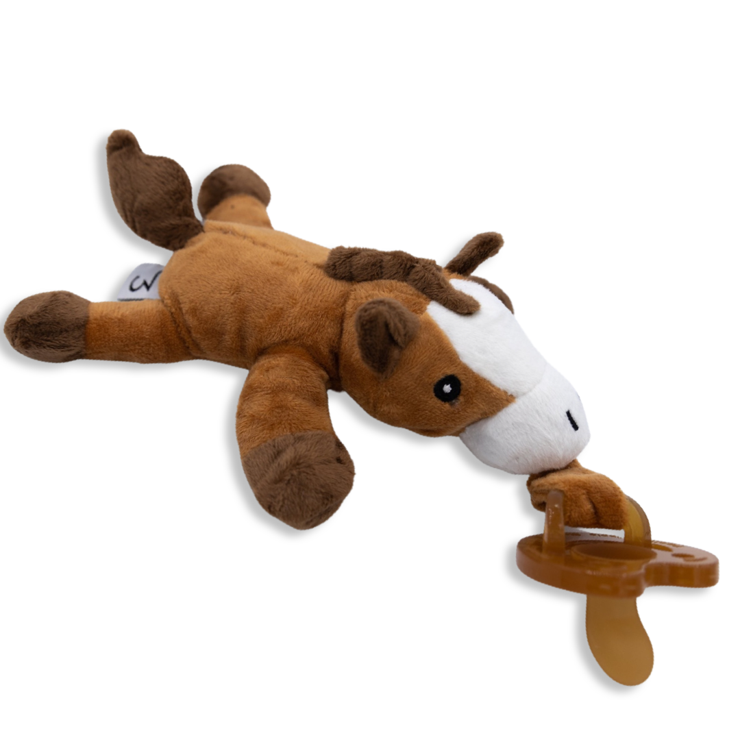 Cowkid Detachable Western Animal Pacifiers, bay horse design