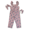 Cowkid Dusty Rose Boots Cotton Linen Romper / Matching Bow