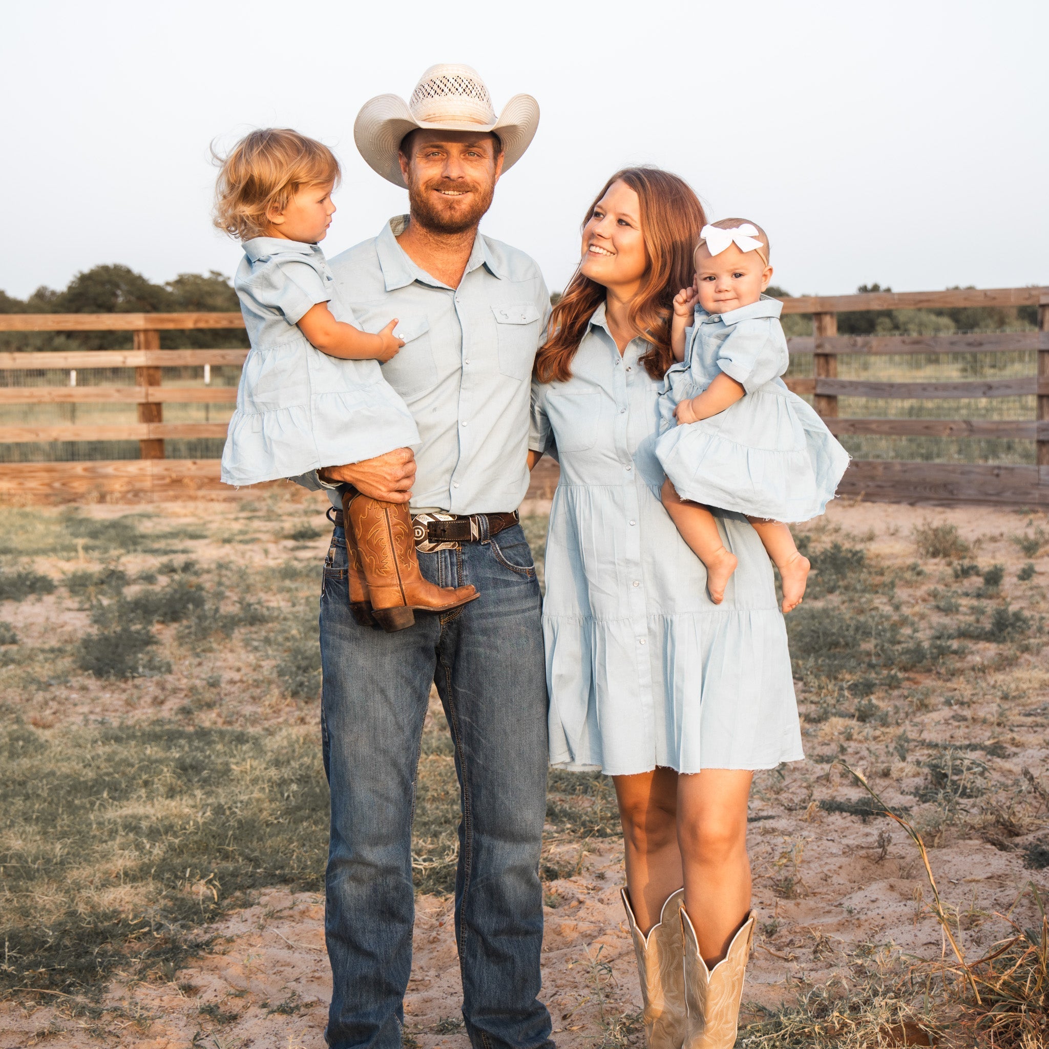 Cowkid Light Denim Long Sleeve Pearl Snap, supplier view 3