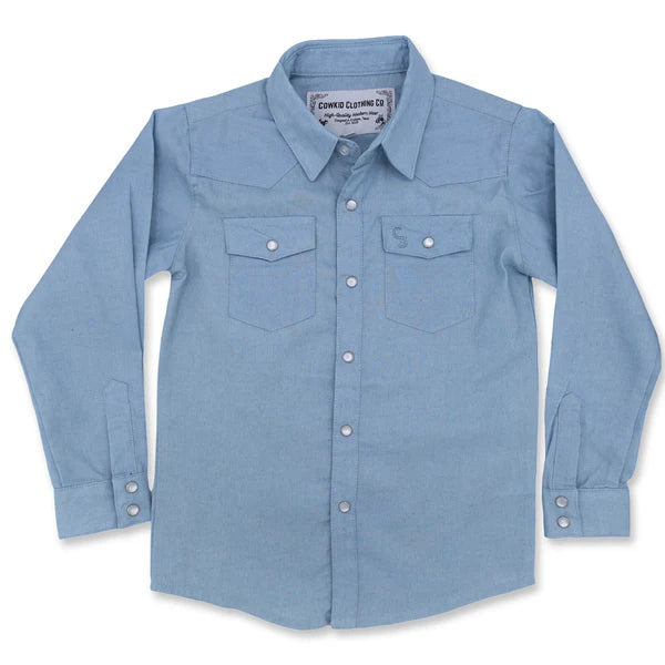 Cowkid Light Denim Long Sleeve Pearl Snap