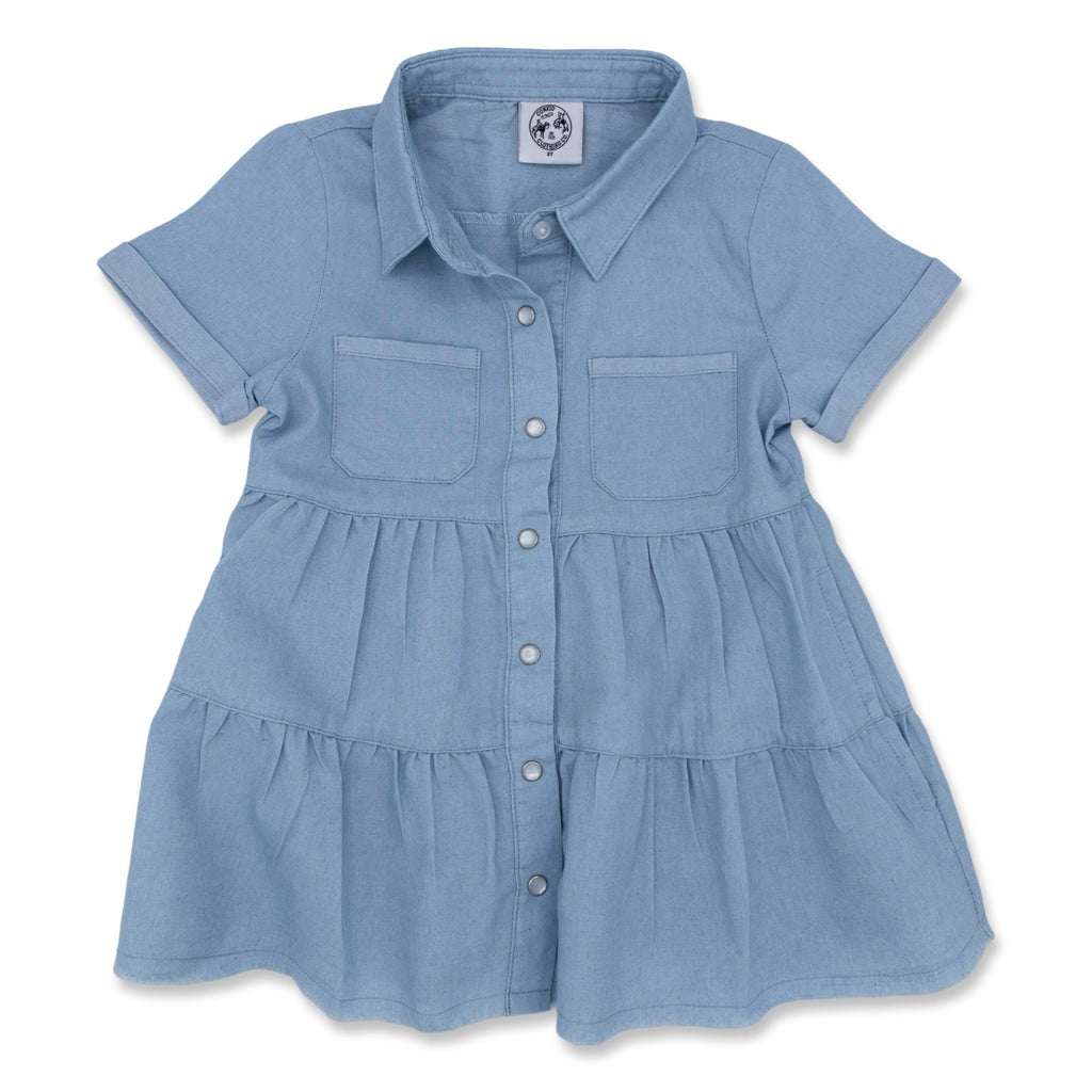Cowkid Light Denim Pearl Snap Dress, supplier view 2