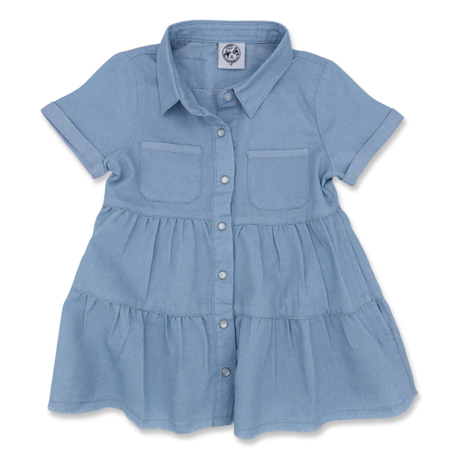 Cowkid Light Denim Pearl Snap Dress, supplier view 2